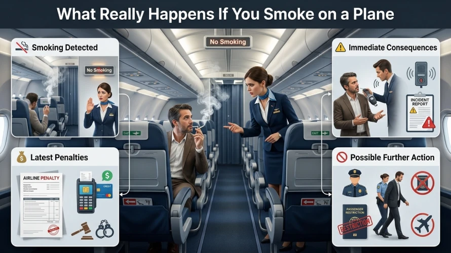 Smoking on a Plane: Fine in 2026, Risks, Safety Regulations